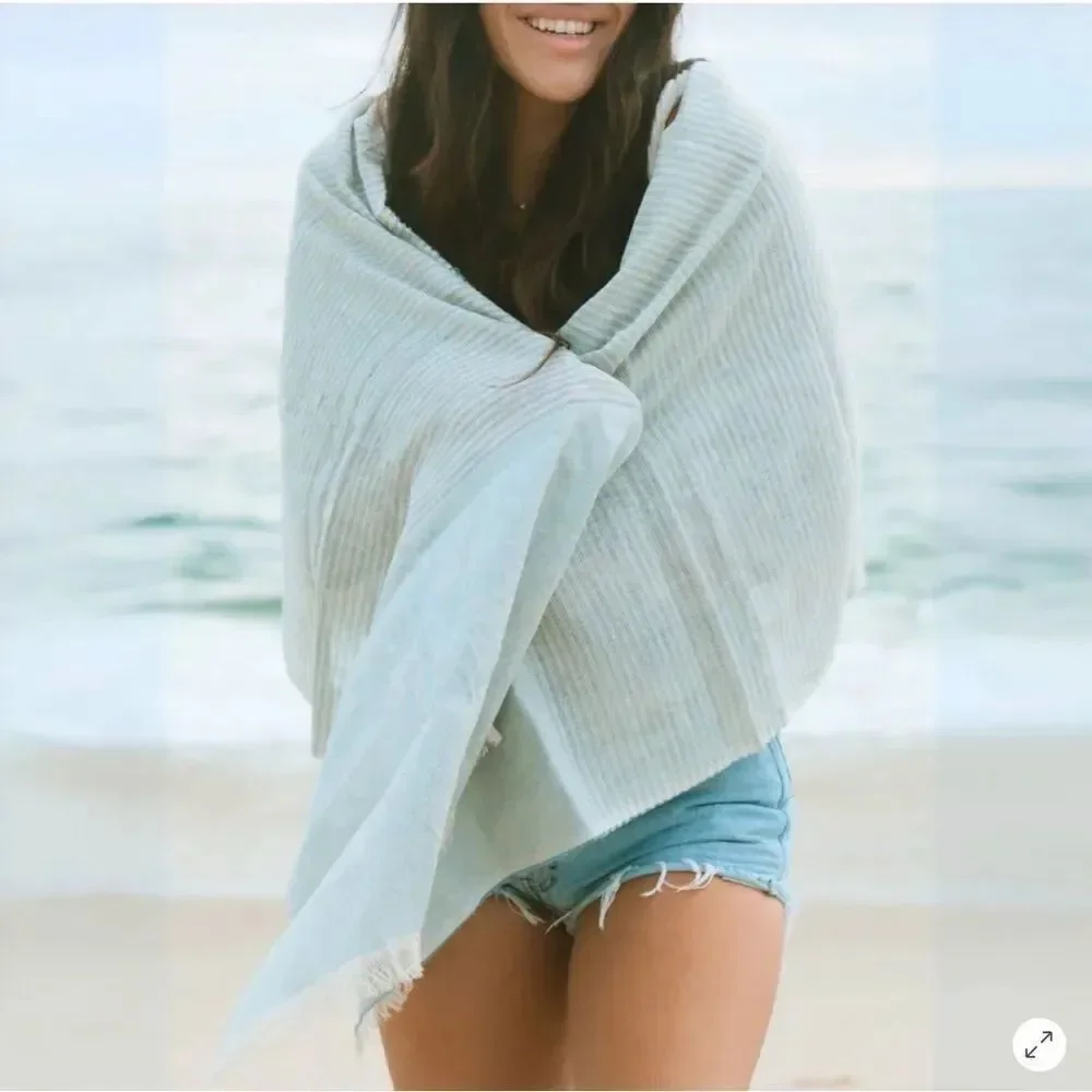 NEW *Beachly* Box LAUDE the Label Upcycled Denim Scarf Wide Stripe